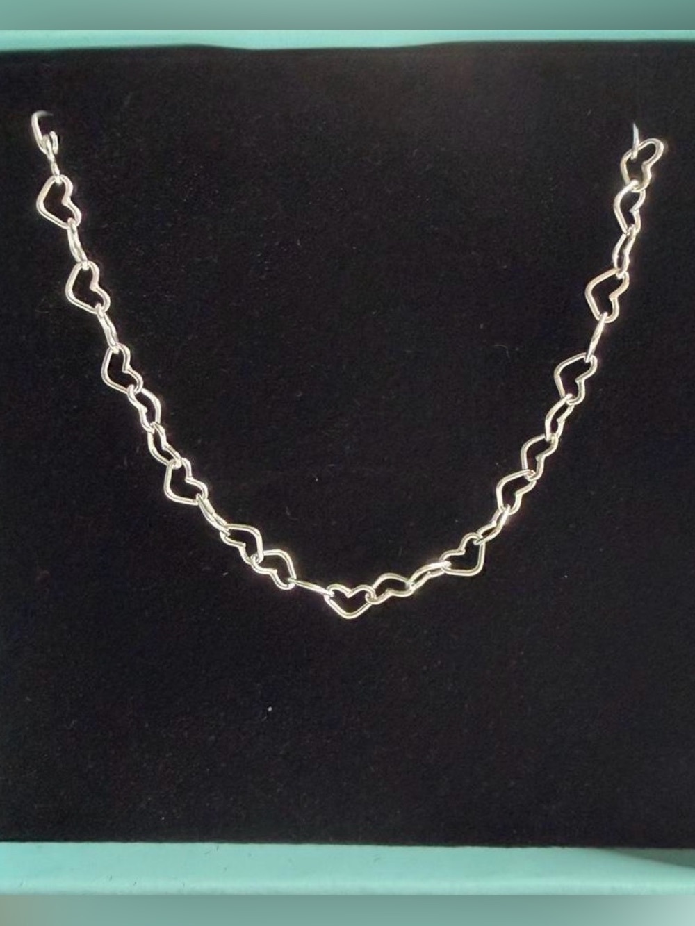 Sterling Silver Heart Link Bracelet • 7 inches